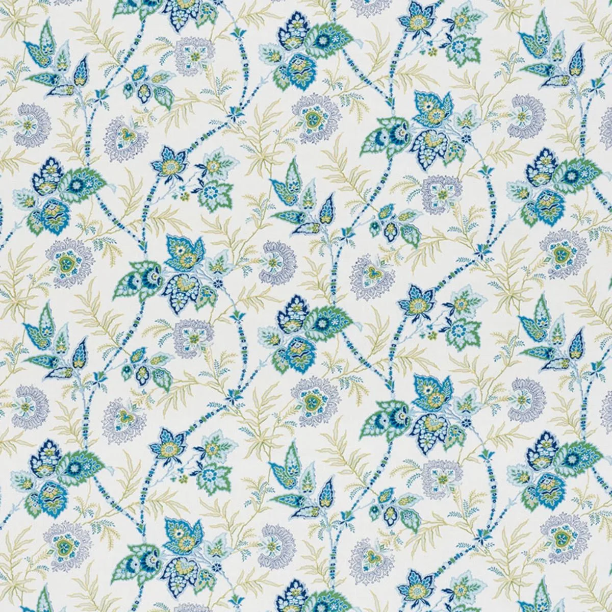 Schumacher 177681 Emperor's Vine Peacock fabric swatch