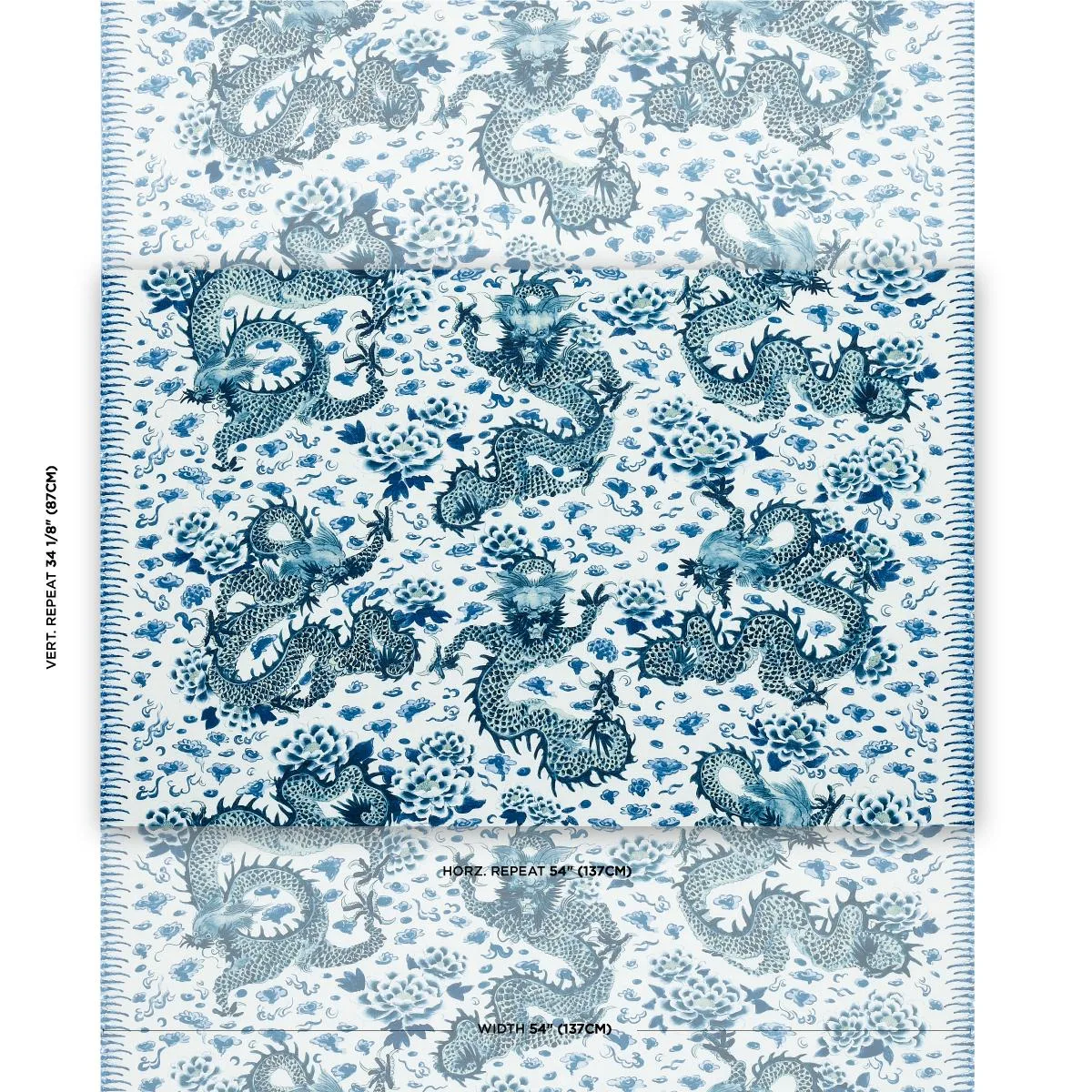 Schumacher 181030 Empress Dragon Delft fabric swatch