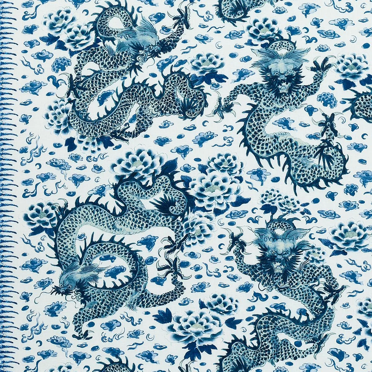 Schumacher 181030 Empress Dragon Delft fabric swatch