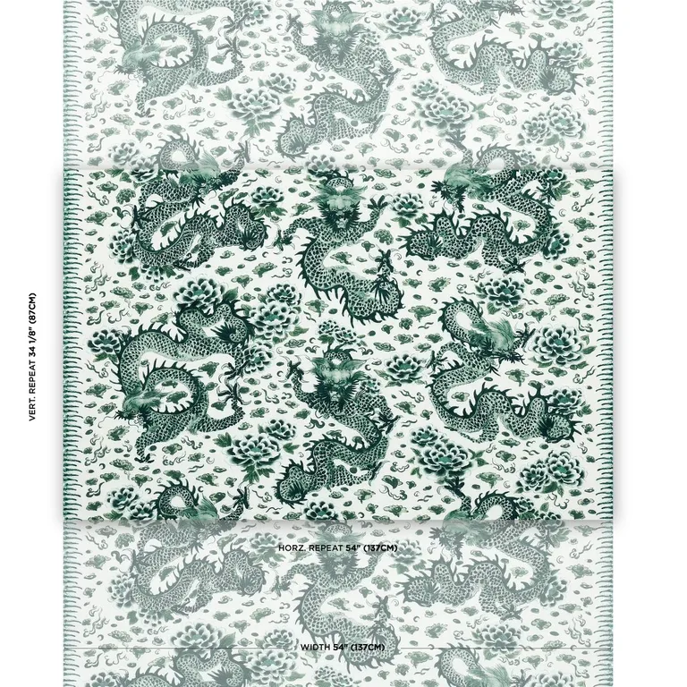 Schumacher 181031 Empress Dragon Emerald fabric swatch