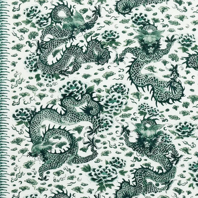 Schumacher 181031 Empress Dragon Emerald fabric swatch