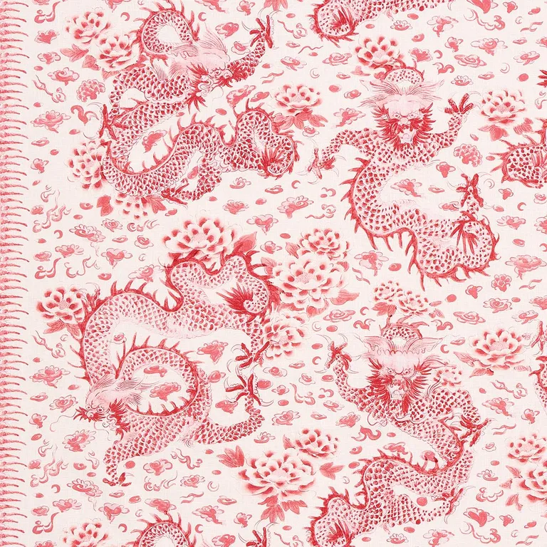 Schumacher 181032 Empress Dragon Rose fabric swatch
