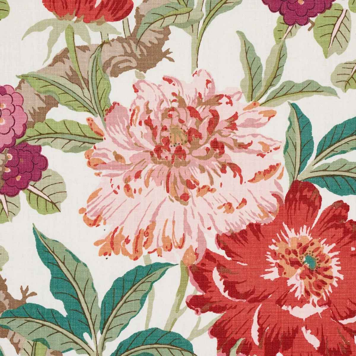 Schumacher 177392 Enchanted Garden Fuchsia fabric swatch