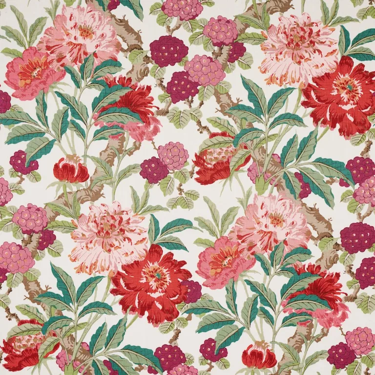 Schumacher 177392 Enchanted Garden Fuchsia fabric swatch