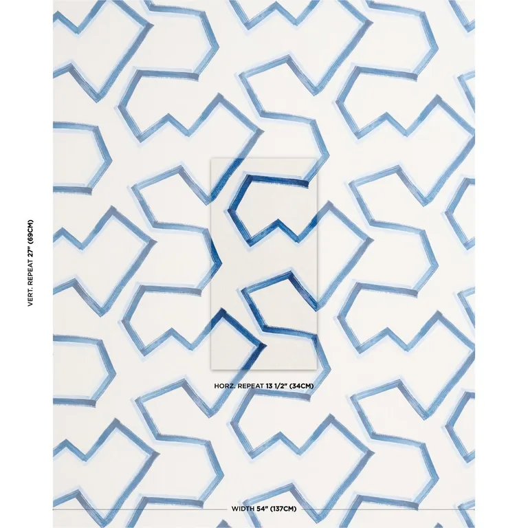 Schumacher 181631 Enzo Print Coastal fabric swatch