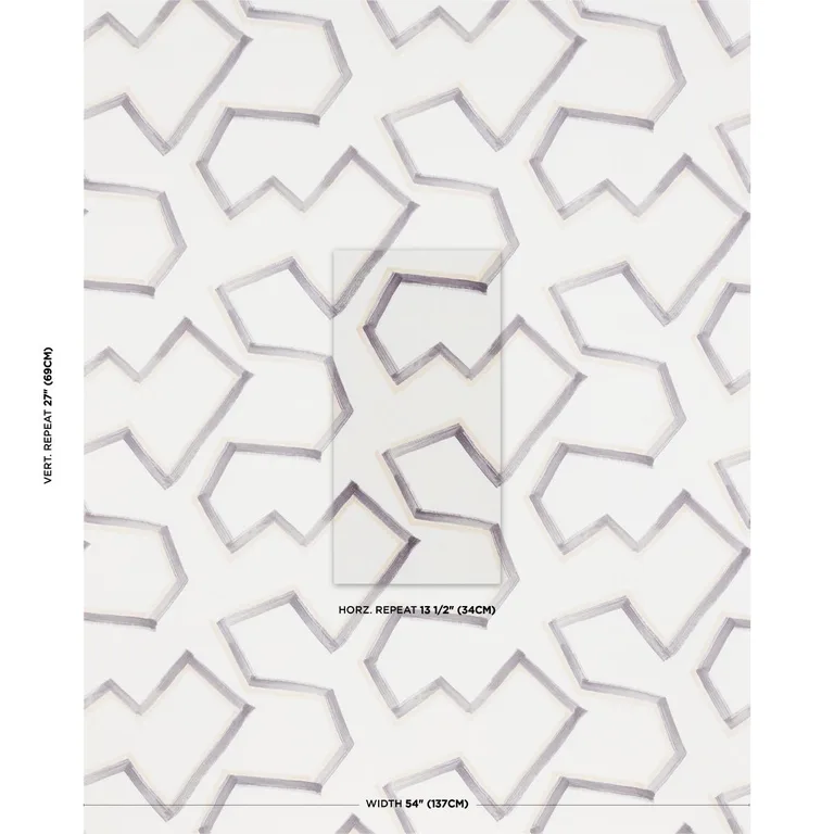 Schumacher 181632 Enzo Print Graphite fabric swatch