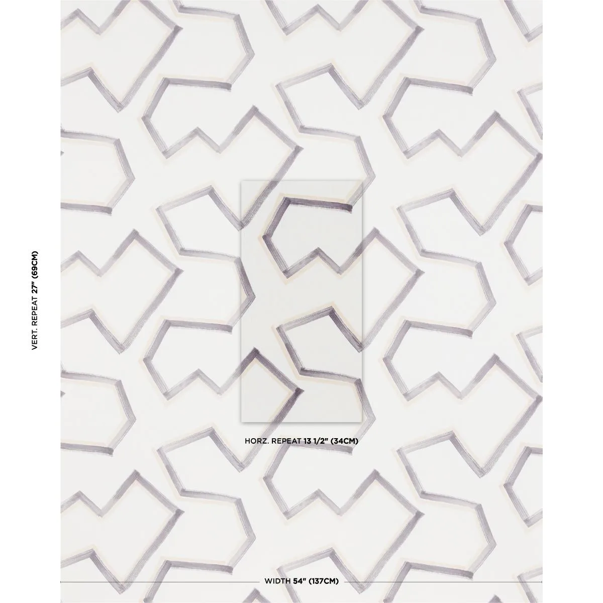 Schumacher 181632 Enzo Print Graphite fabric swatch
