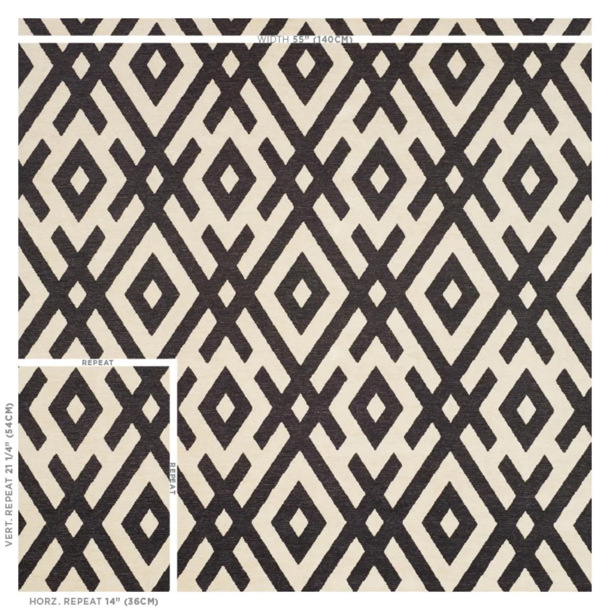 Schumacher 76020 Equix Black fabric swatch