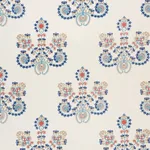 Schumacher 74450 Estrella Embroidery Indigo Spice fabric swatch