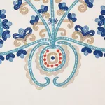 Schumacher 74450 Estrella Embroidery Indigo Spice fabric swatch