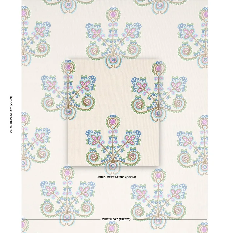 Schumacher 74453 Estrella Embroidery Jewel fabric swatch