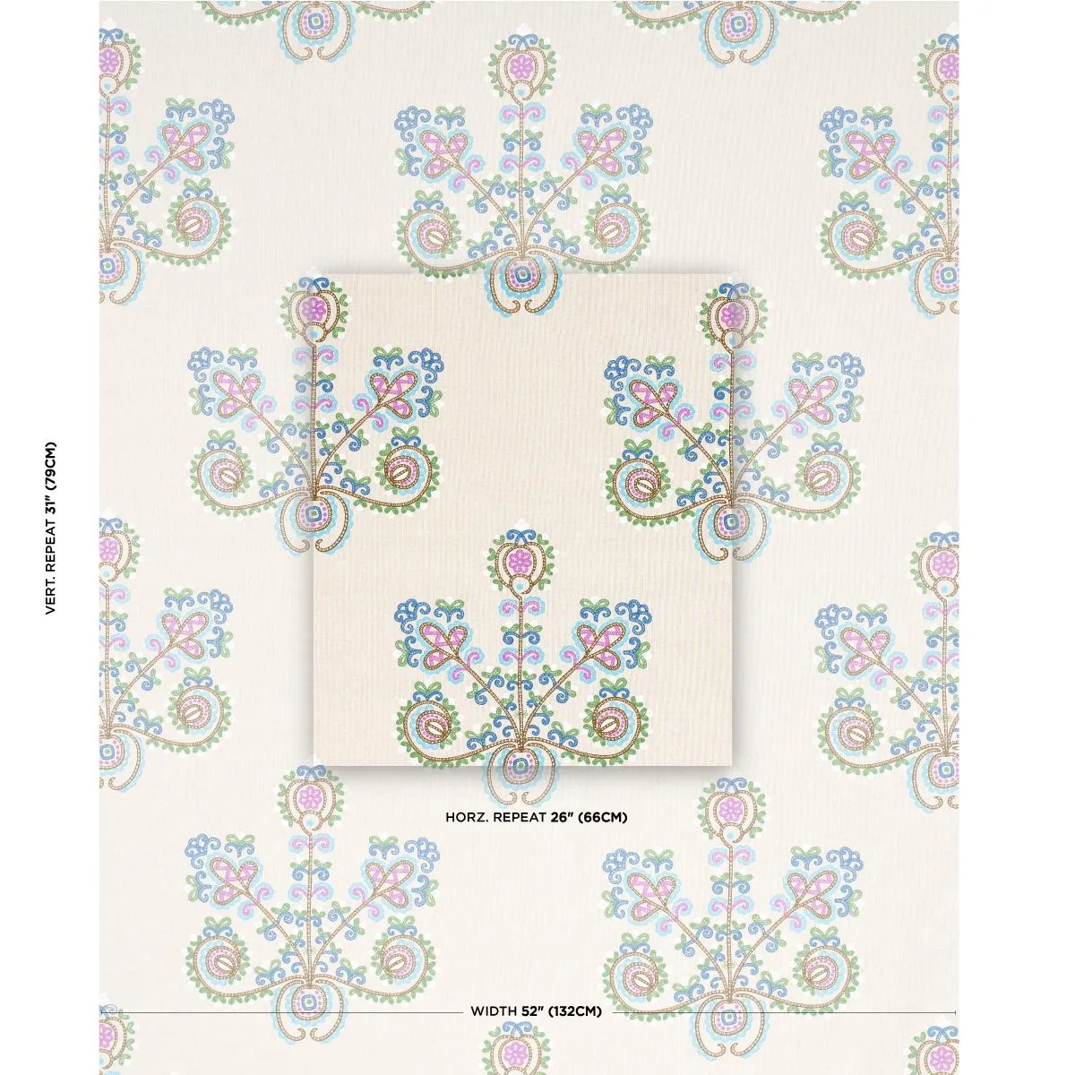 Schumacher 74453 Estrella Embroidery Jewel fabric swatch