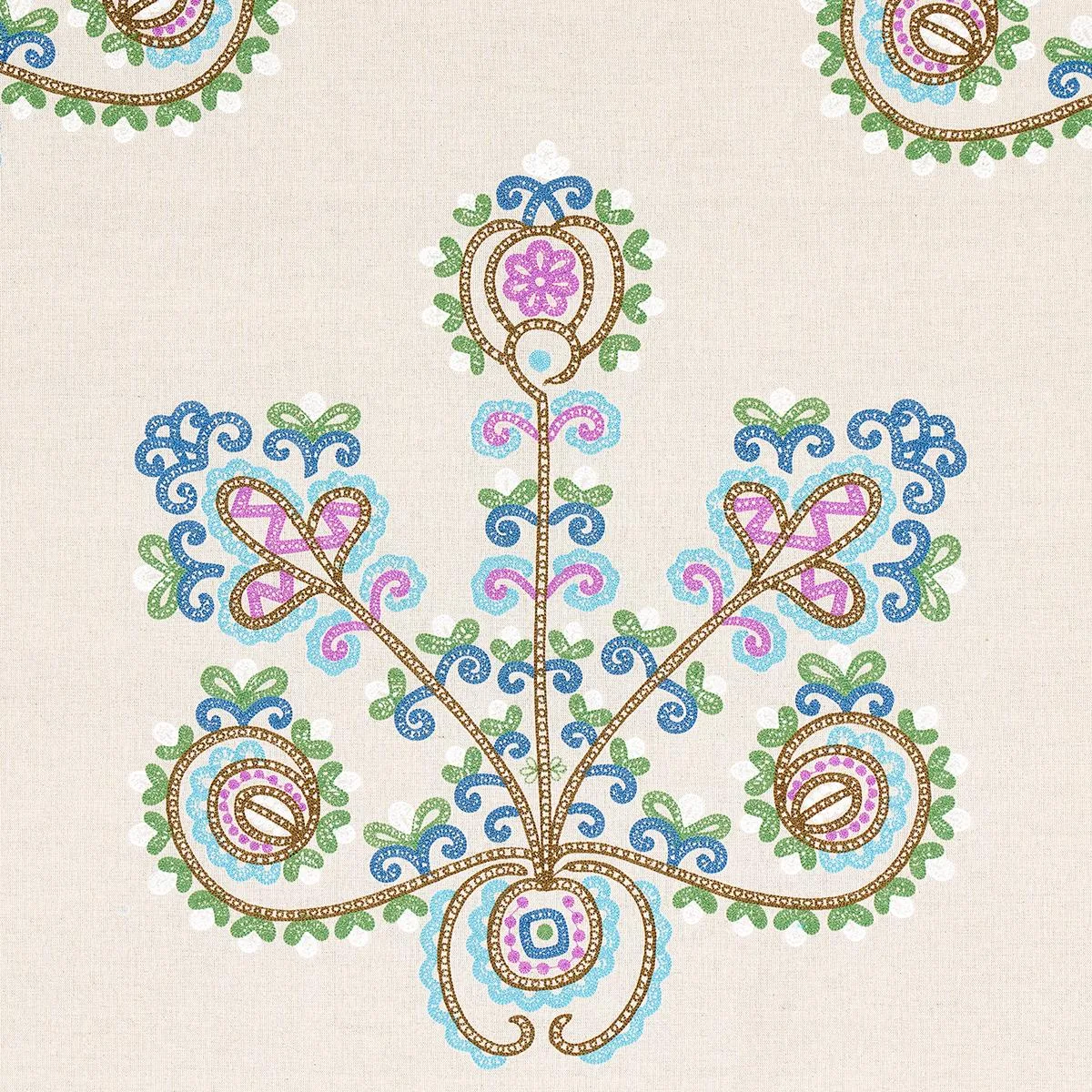 Schumacher 74453 Estrella Embroidery Jewel fabric swatch