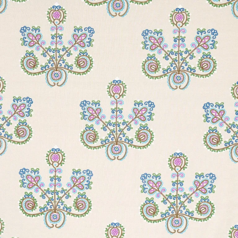 Schumacher 74453 Estrella Embroidery Jewel fabric swatch