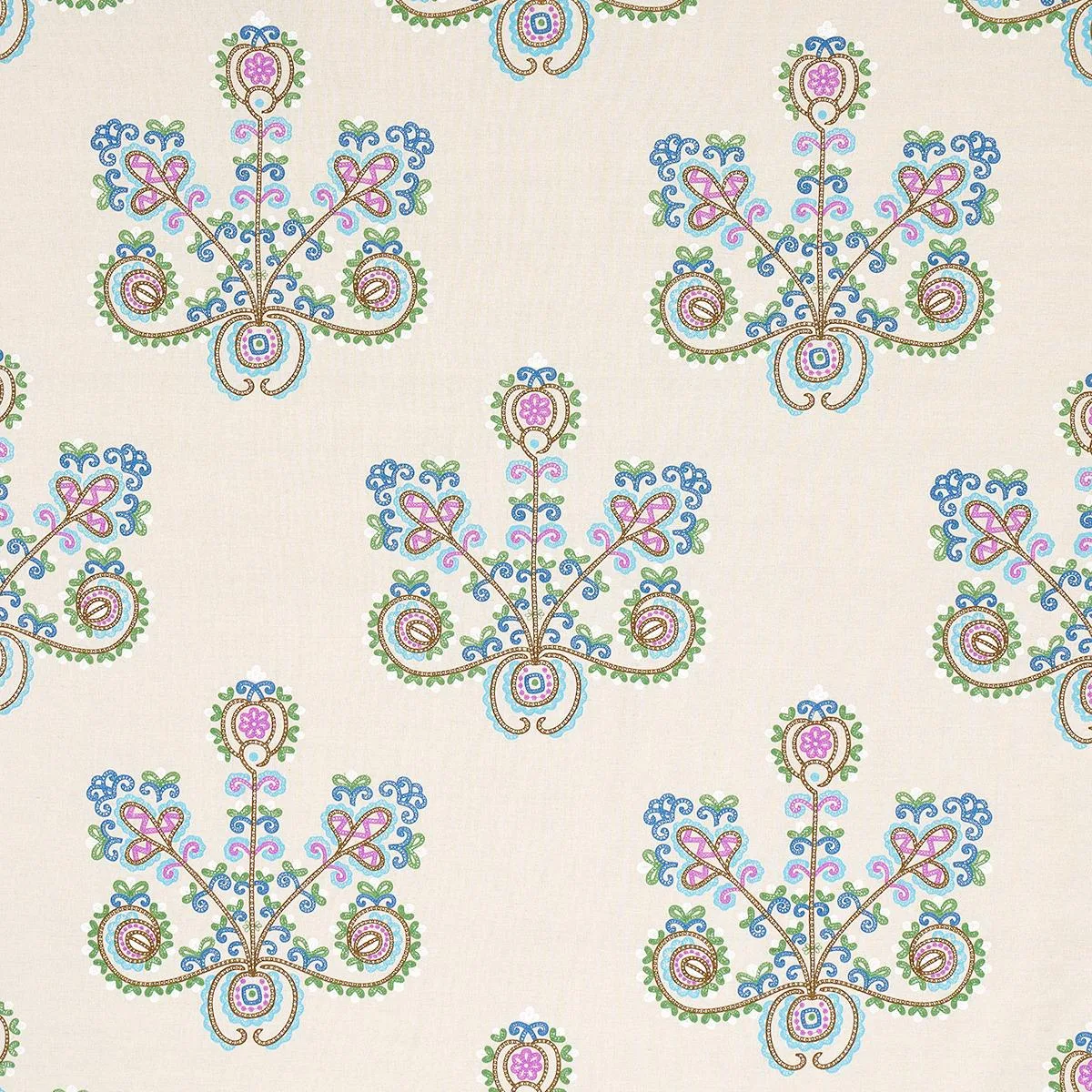 Schumacher 74453 Estrella Embroidery Jewel fabric swatch