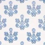Schumacher 74454 Estrella Embroidery Porcelain fabric swatch