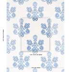 Schumacher 74454 Estrella Embroidery Porcelain fabric swatch