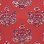 Schumacher 74451 Estrella Embroidery Vermilion fabric swatch