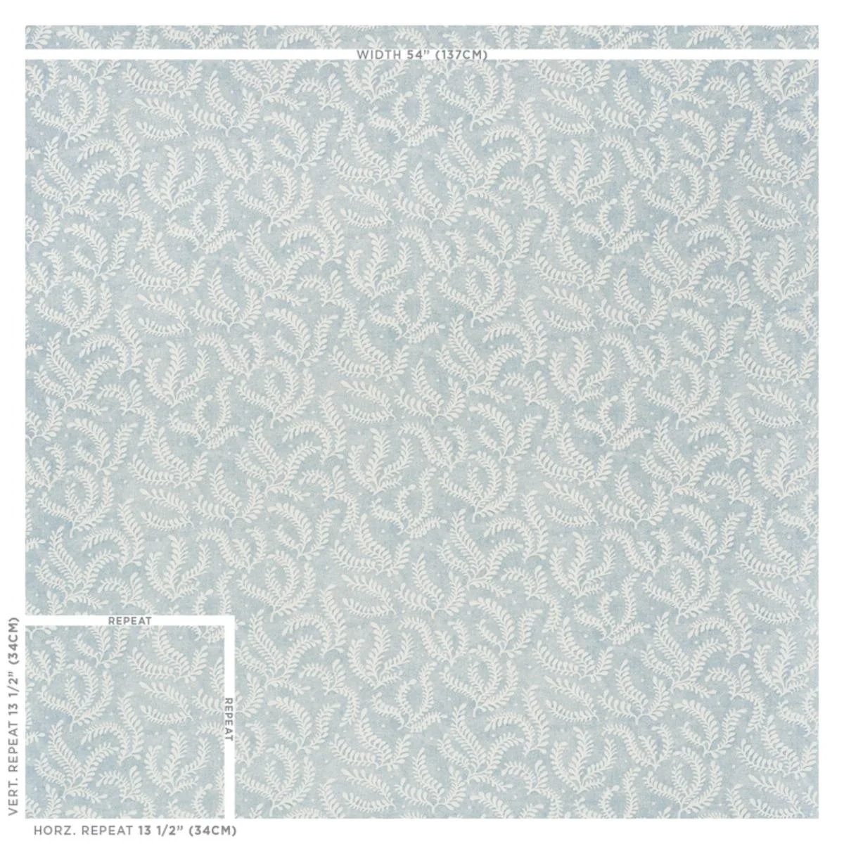 Schumacher 178531 Etched Fern Blue fabric swatch