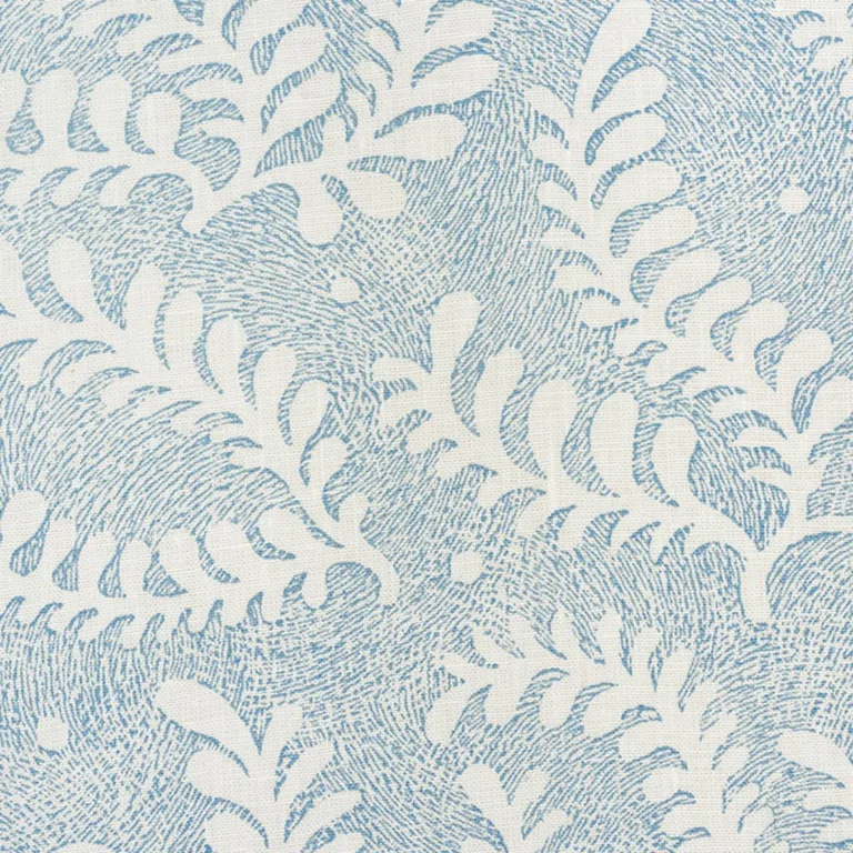 Schumacher 178531 Etched Fern Blue fabric swatch