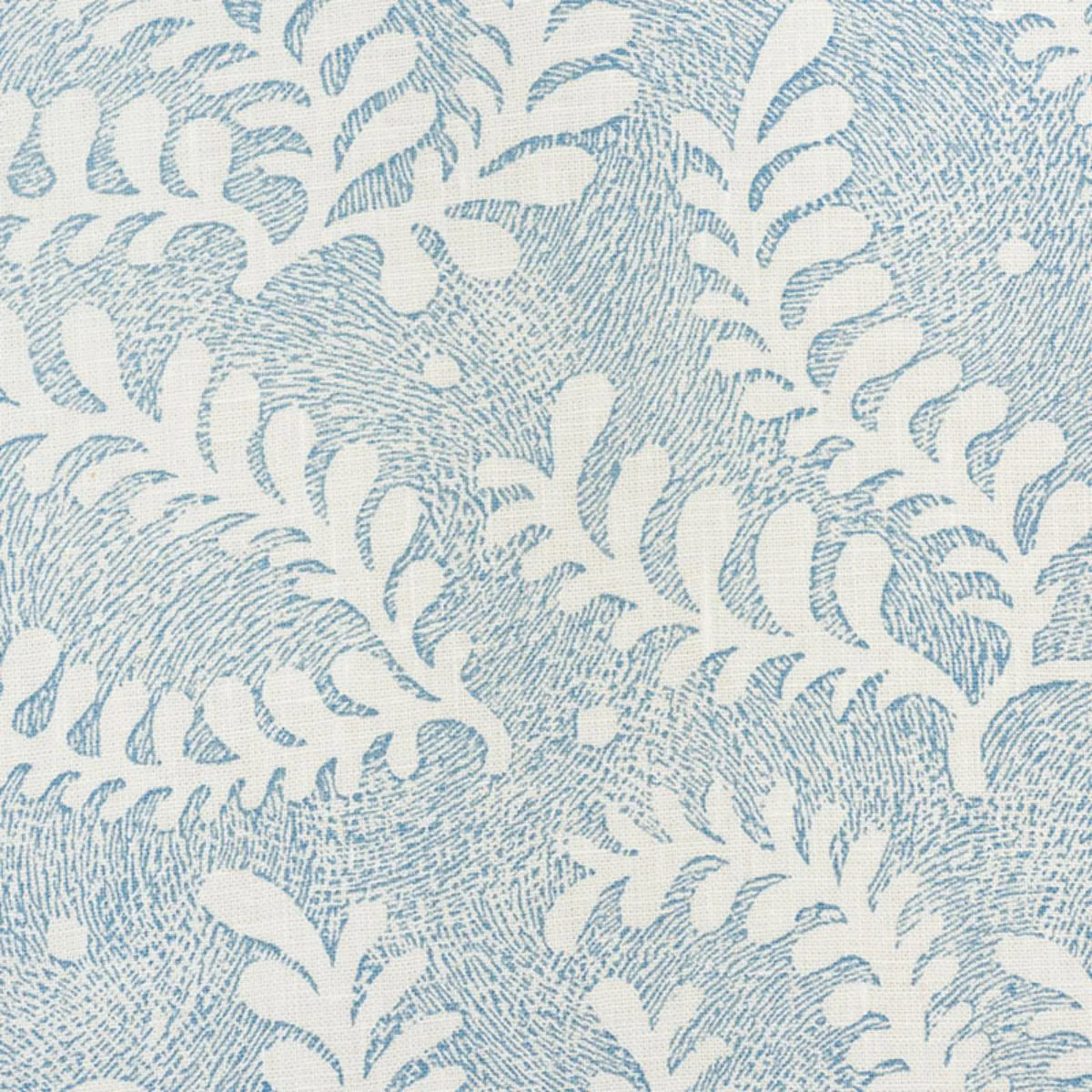Schumacher 178531 Etched Fern Blue fabric swatch