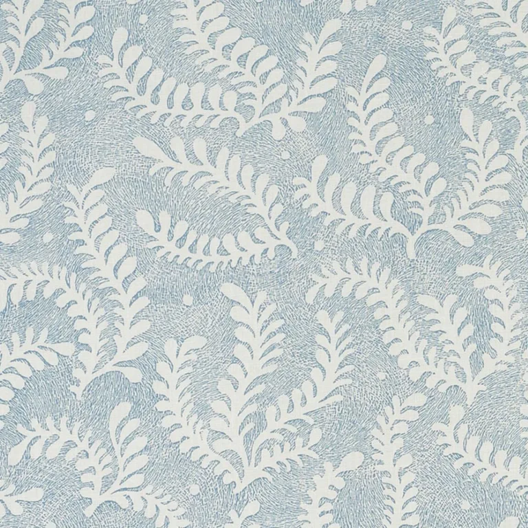 Schumacher 178531 Etched Fern Blue fabric swatch