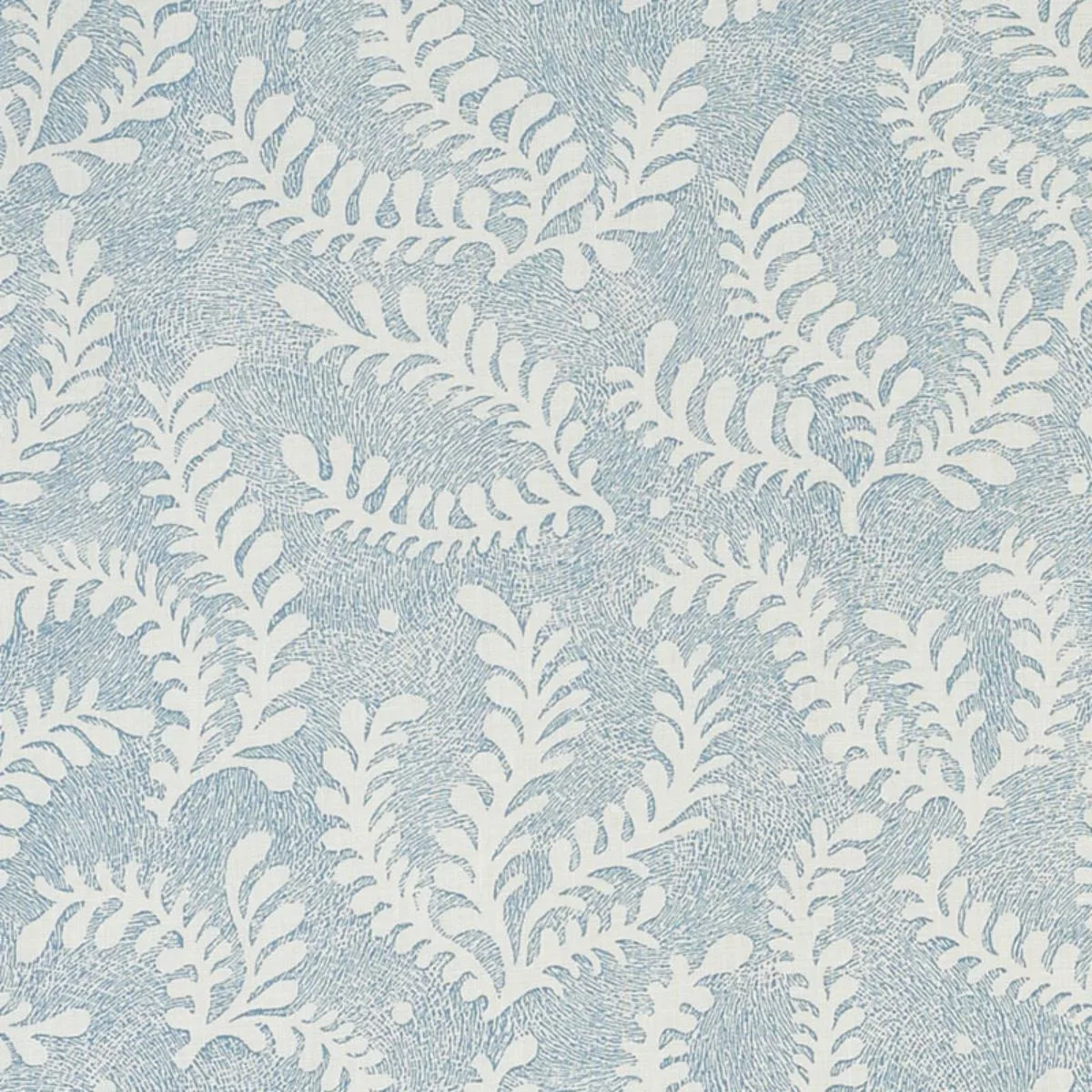 Schumacher 178531 Etched Fern Blue fabric swatch