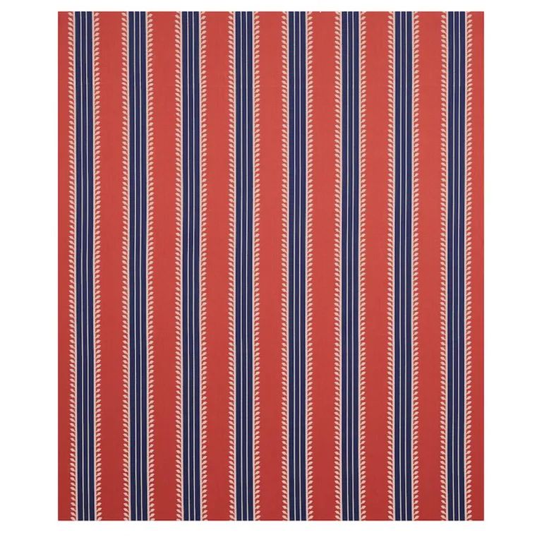 Schumacher 80721 Etruscan Stripe Red & Blue fabric swatch