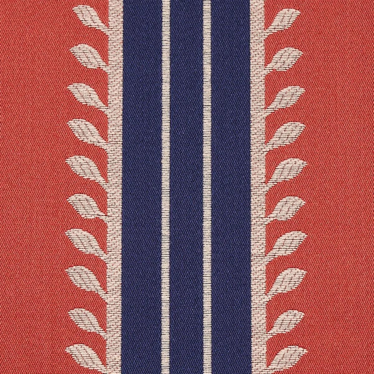 Schumacher 80721 Etruscan Stripe Red & Blue fabric swatch