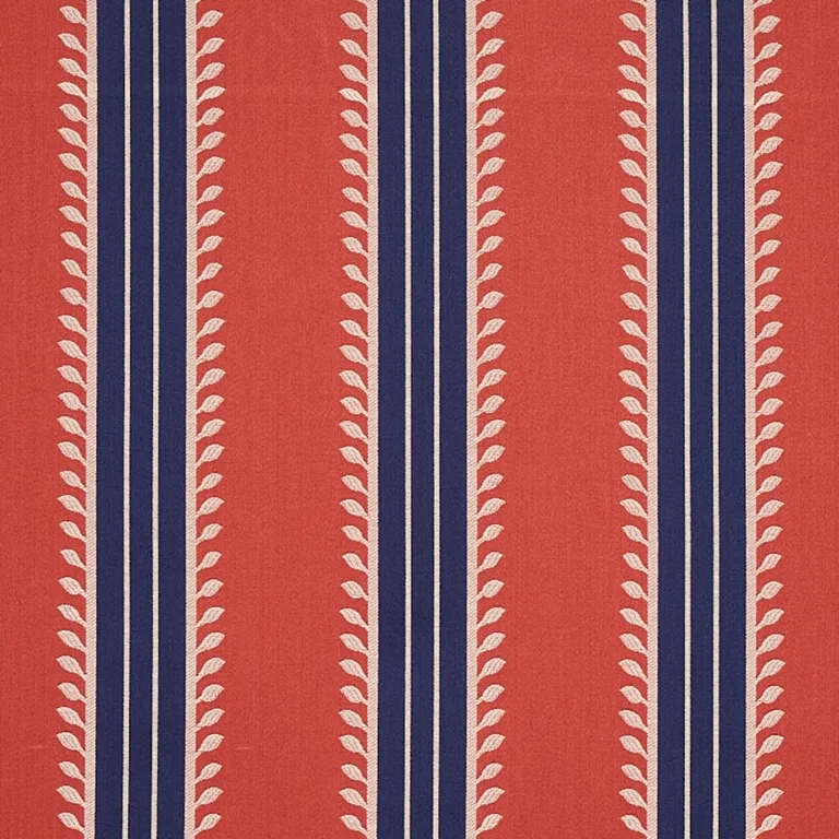 Schumacher 80721 Etruscan Stripe Red & Blue fabric swatch