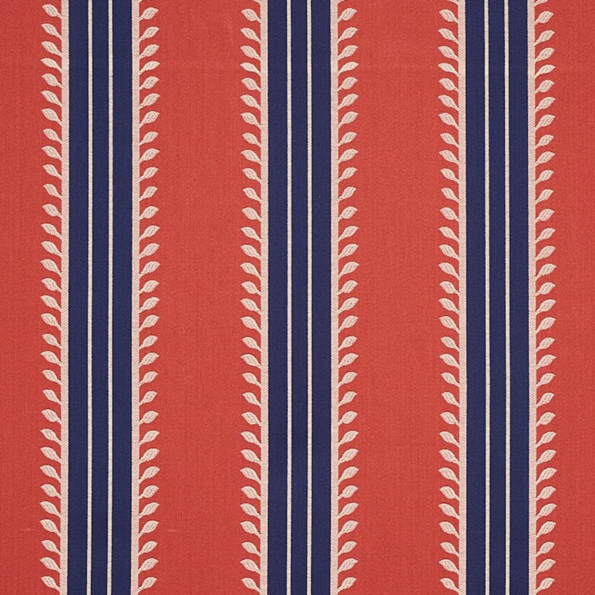 Schumacher 80721 Etruscan Stripe Red & Blue fabric swatch
