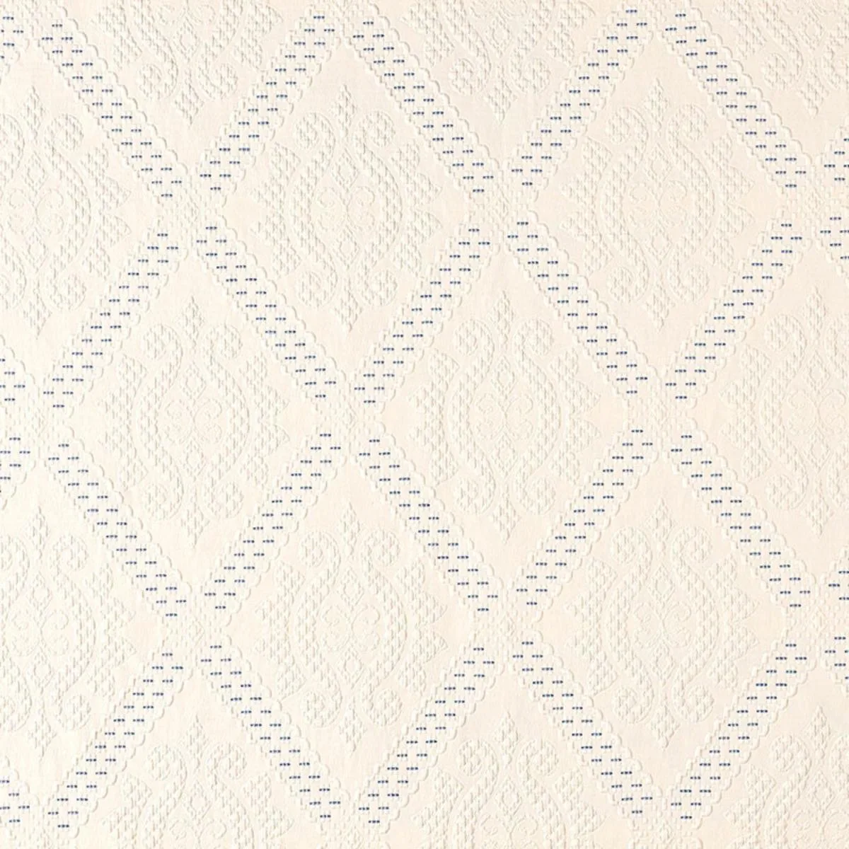 Schumacher 69131 Eugenie Matelassé Ivory / Bleu fabric swatch