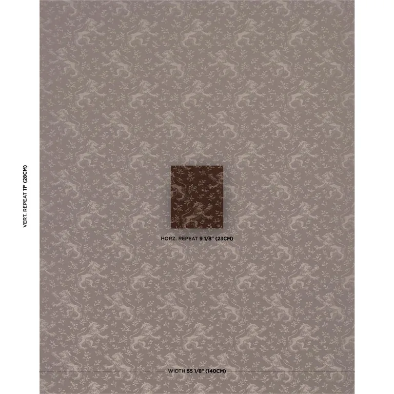 Schumacher 87542 Ewan's Beasts Brown fabric swatch