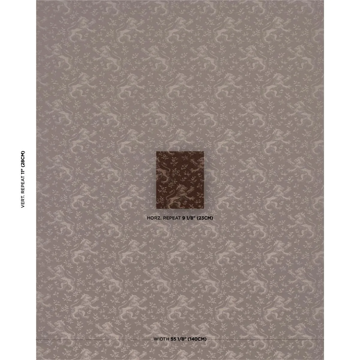 Schumacher 87542 Ewan's Beasts Brown fabric swatch