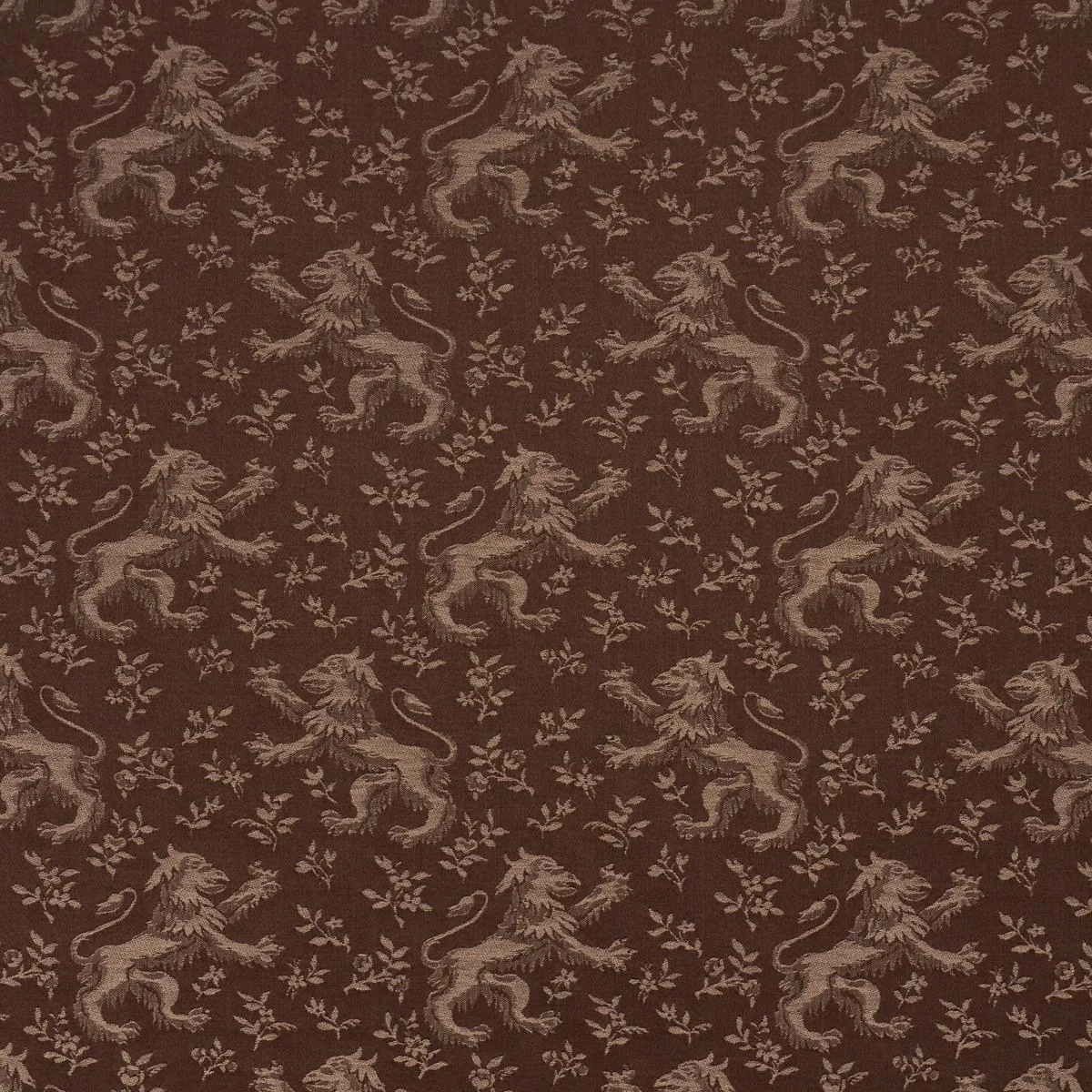 Schumacher 87542 Ewan's Beasts Brown fabric swatch