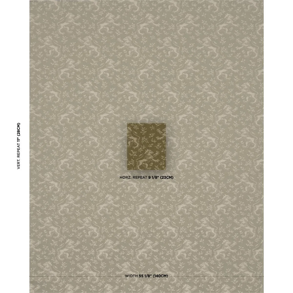 Schumacher 87540 Ewan's Beasts Moss fabric swatch