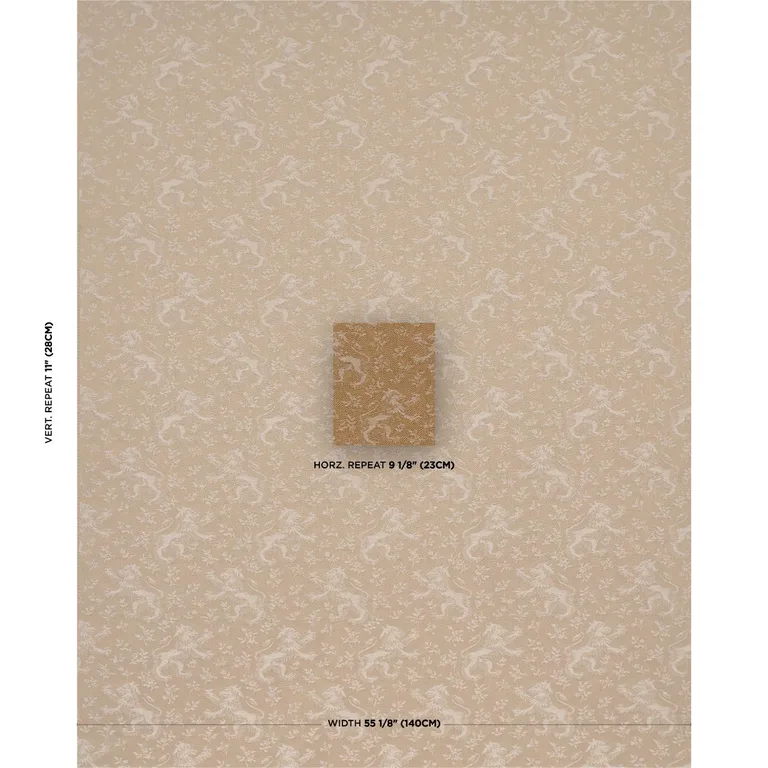 Schumacher 87541 Ewan's Beasts Wheat fabric swatch