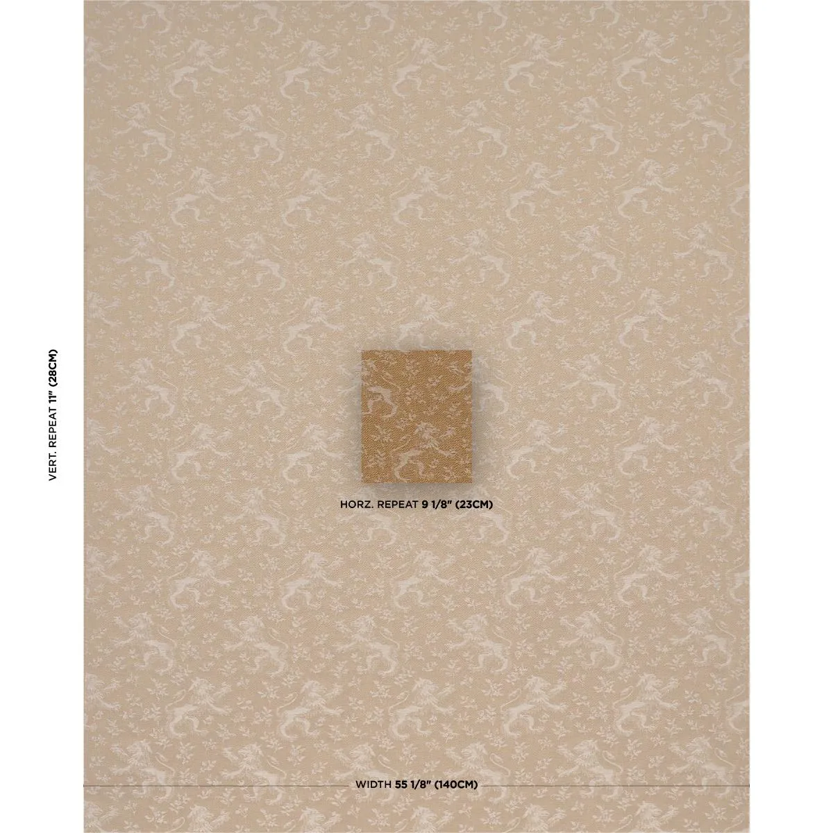 Schumacher 87541 Ewan's Beasts Wheat fabric swatch