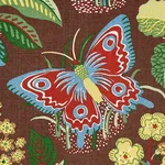 Schumacher 176186 Exotic Butterfly Brown fabric swatch