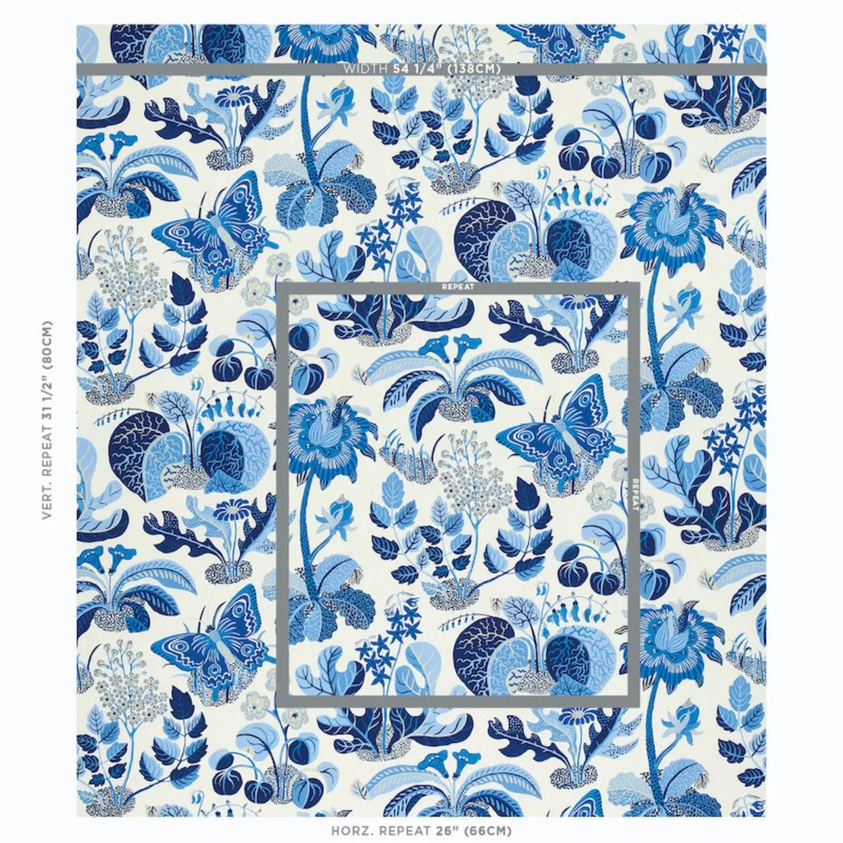 Schumacher 177981 Exotic Butterfly Indoor/Outdoor Marine fabric swatch