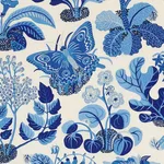 Schumacher 176183 Exotic Butterfly Marine fabric swatch