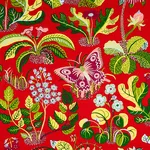 Schumacher 176180 Exotic Butterfly Red fabric swatch