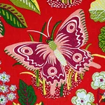 Schumacher 176180 Exotic Butterfly Red fabric swatch