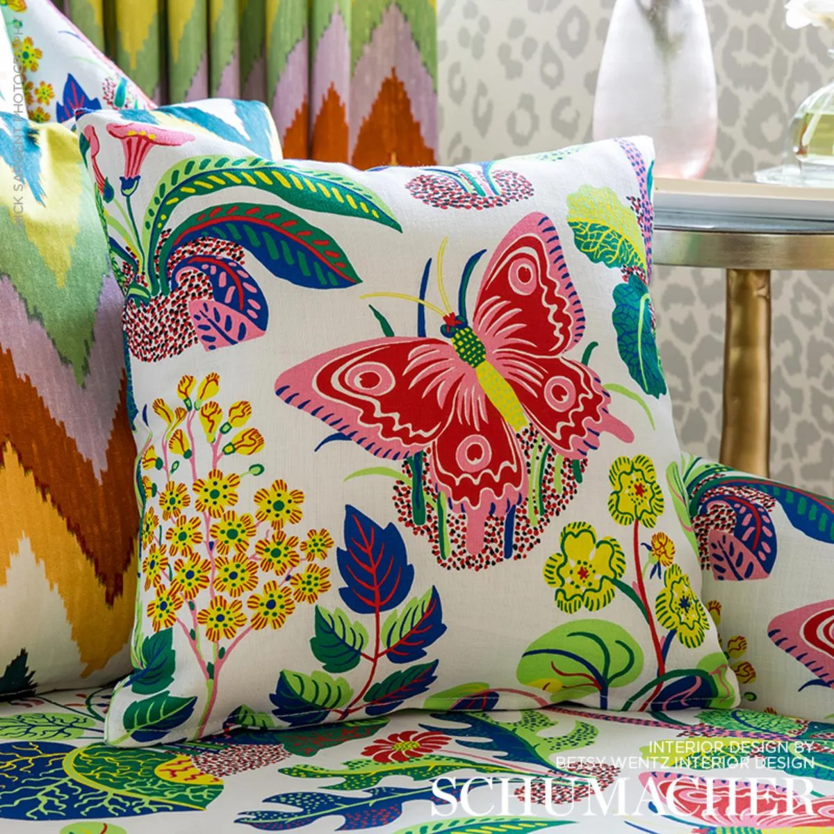 Schumacher 176184 Exotic Butterfly Spring fabric swatch