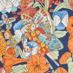 Schumacher 180141 Fairie Garden Orange And Navy fabric swatch
