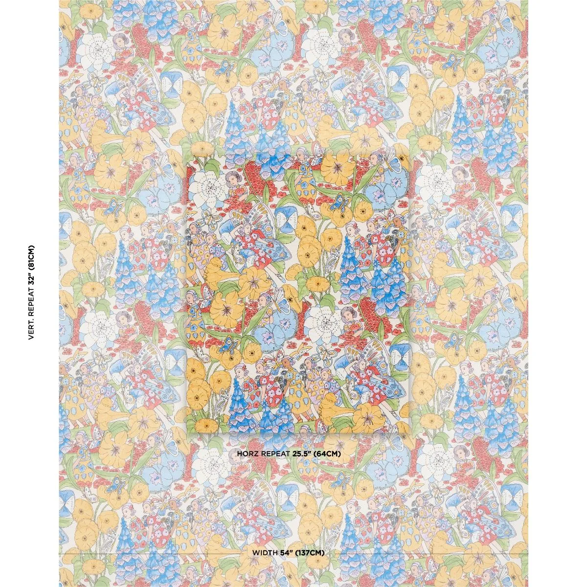 Schumacher 180140 Fairie Garden Yellow And Ivory fabric swatch