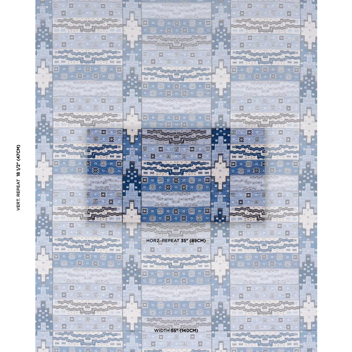 Schumacher 81991 Fairuza Flatweave Denim fabric swatch