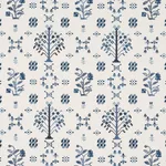 Schumacher 85981 Fairview Cross Stitch Embroidery Indigo fabric swatch