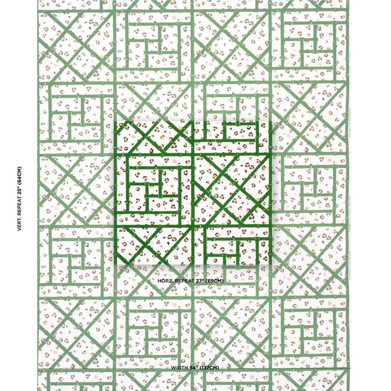 Schumacher 180950 Fancy Beast Indoor/ Outdoor Safari Green fabric swatch