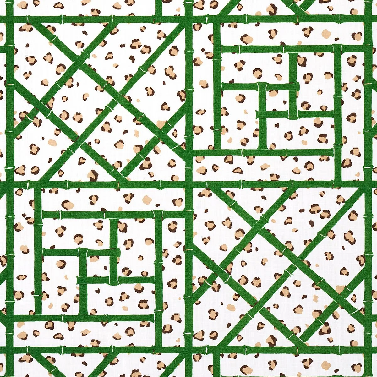Schumacher 180950 Fancy Beast Indoor/ Outdoor Safari Green fabric swatch